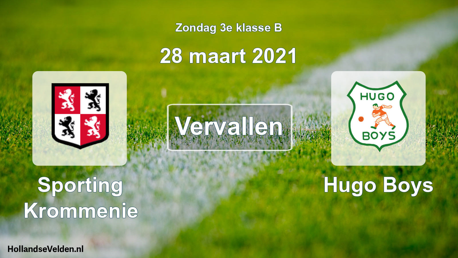 Scheduled Match: Sporting Krommenie - Hugo Boys (28 March 2021)