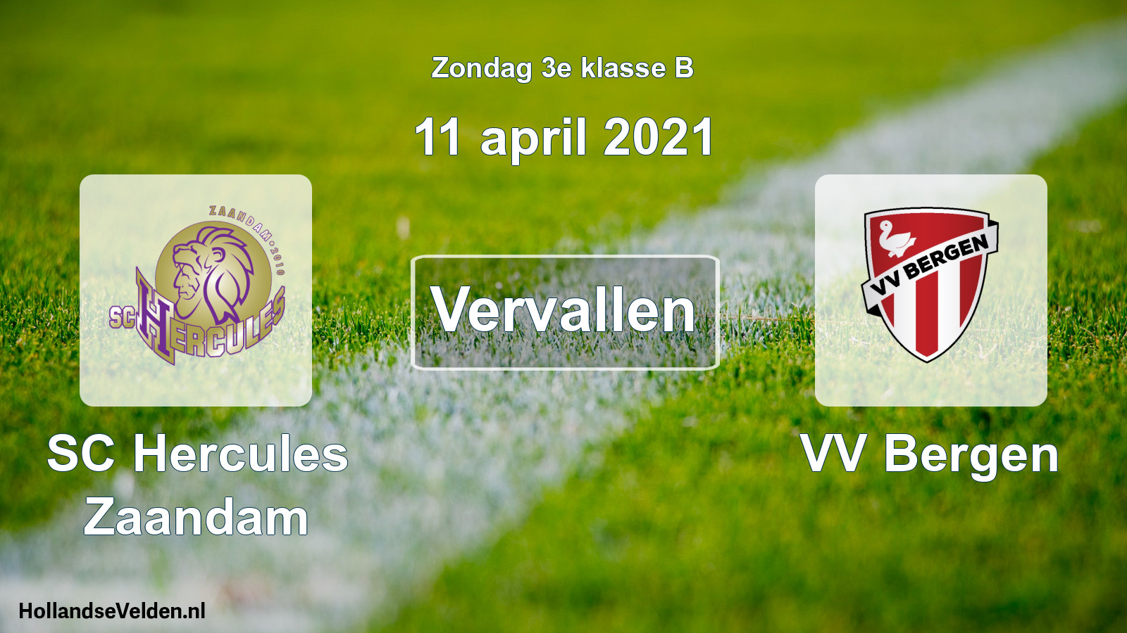 Scheduled Match: SC Hercules Zaandam - VV Bergen (11 April 2021)