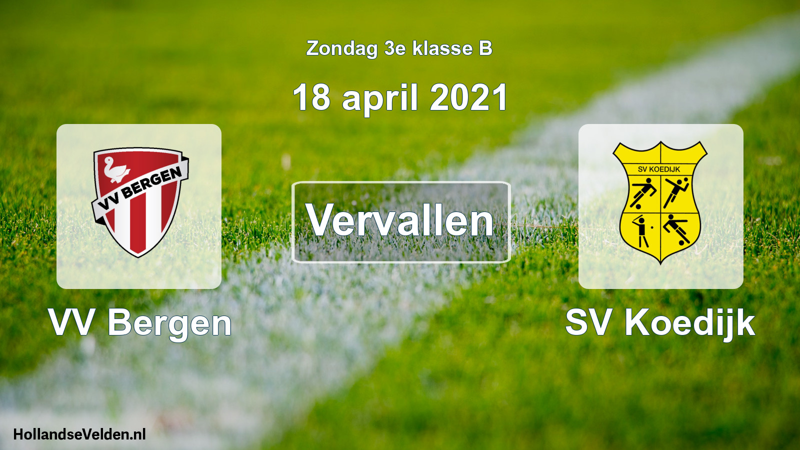 Scheduled Match: VV Bergen - SV Koedijk (18 April 2021)