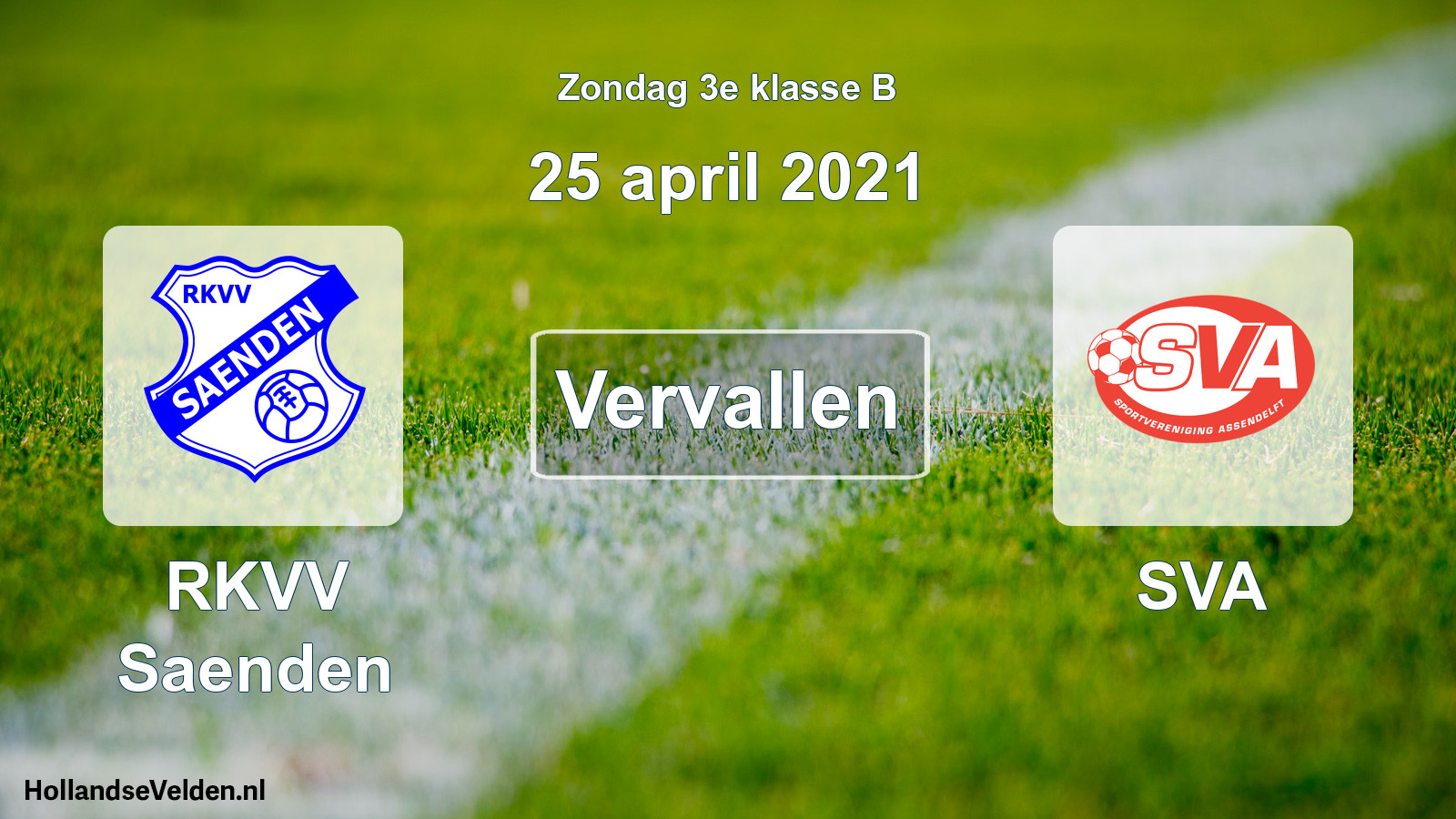 Scheduled Match: RKVV Saenden - SVA (25 April 2021)
