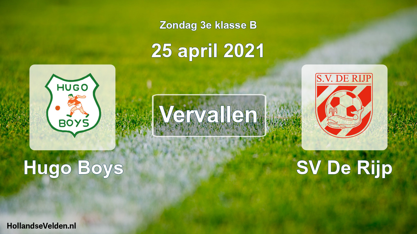 Scheduled Match: Hugo Boys - SV De Rijp (25 April 2021)
