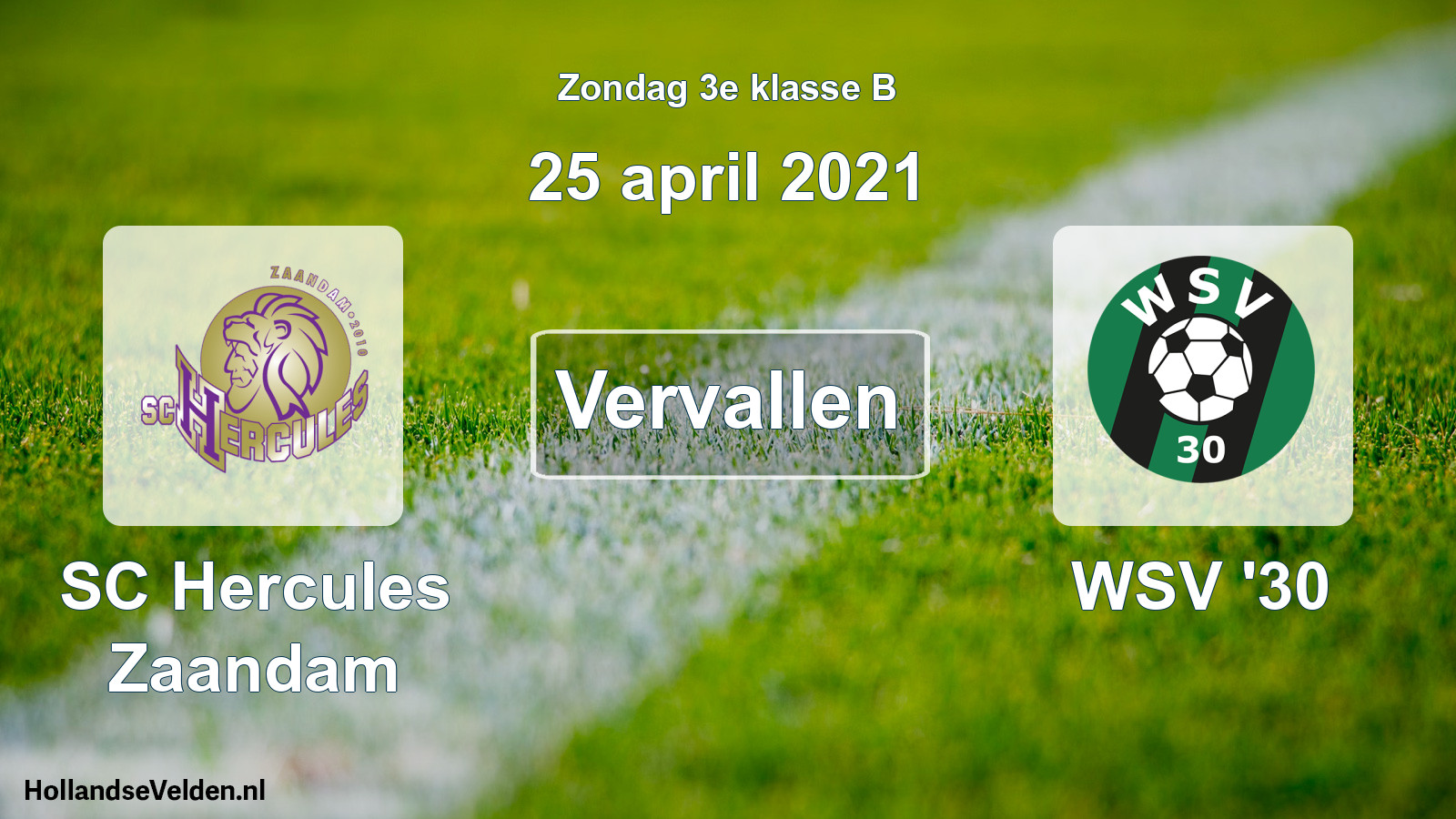 Scheduled Match: SC Hercules Zaandam - WSV '30 (25 April 2021)