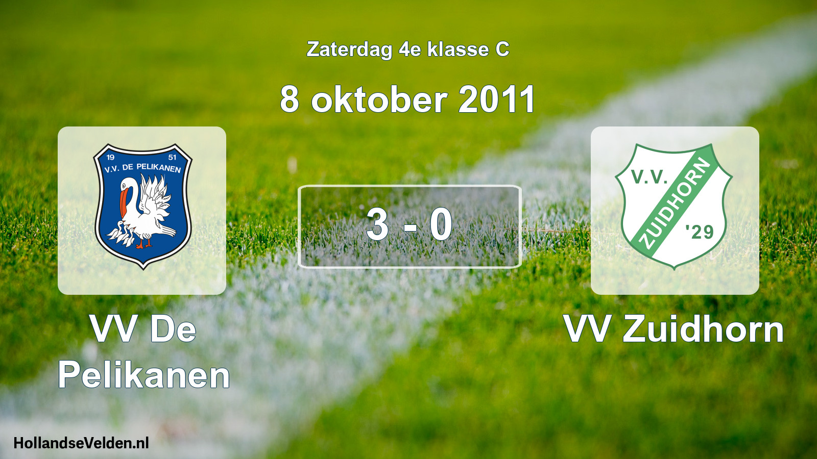 Total number of matches played: VV De Pelikanen - VV Zuidhorn 3 - 0 (8 October 2011)