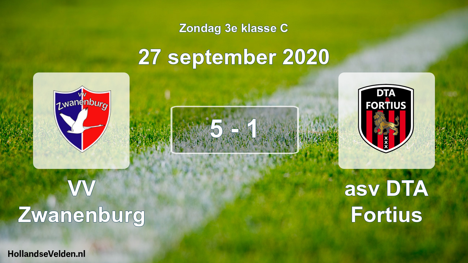 Total number of matches played: VV Zwanenburg - asv DTA Fortius 5 - 1 (27 September 2020)