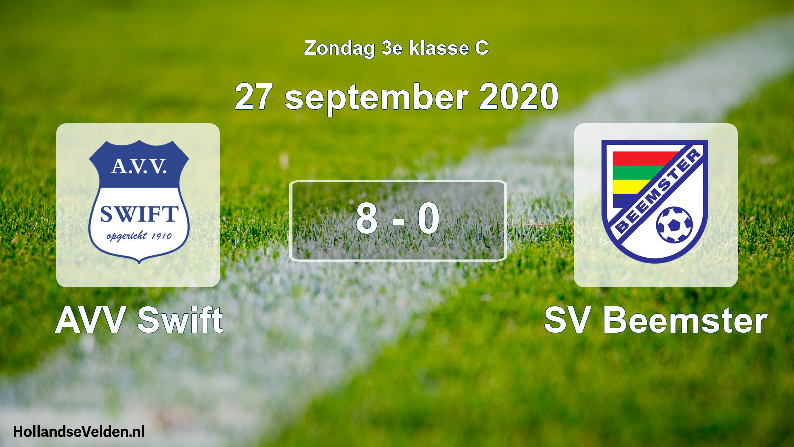 Total number of matches played: AVV Swift - SV Beemster 8 - 0 (27 September 2020)