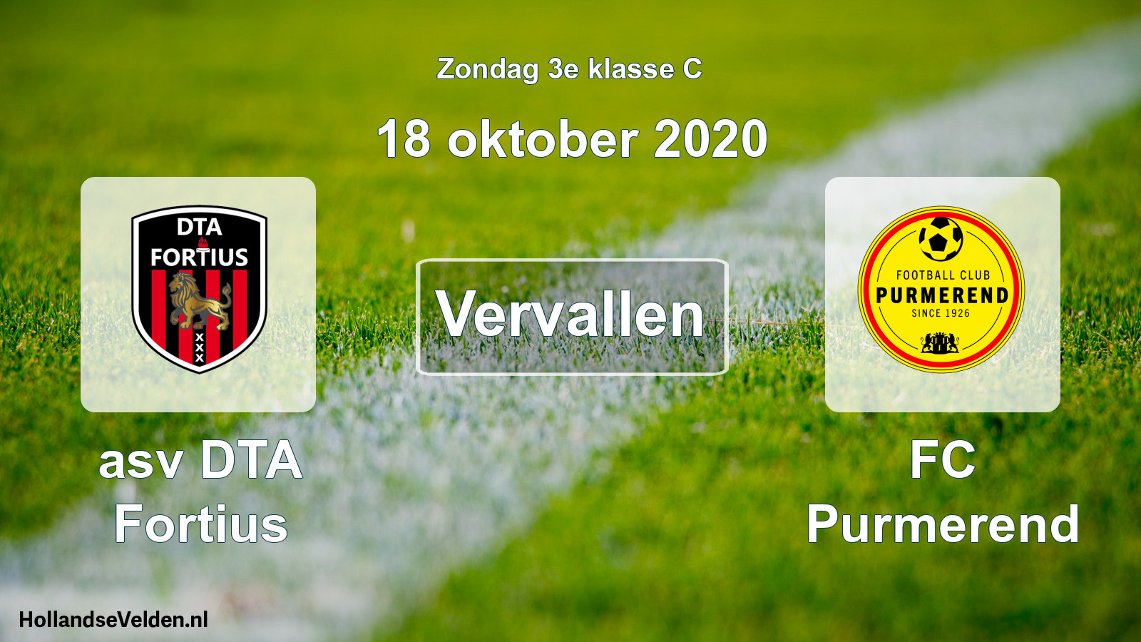 Scheduled Match: asv DTA Fortius - FC Purmerend (18 October 2020)