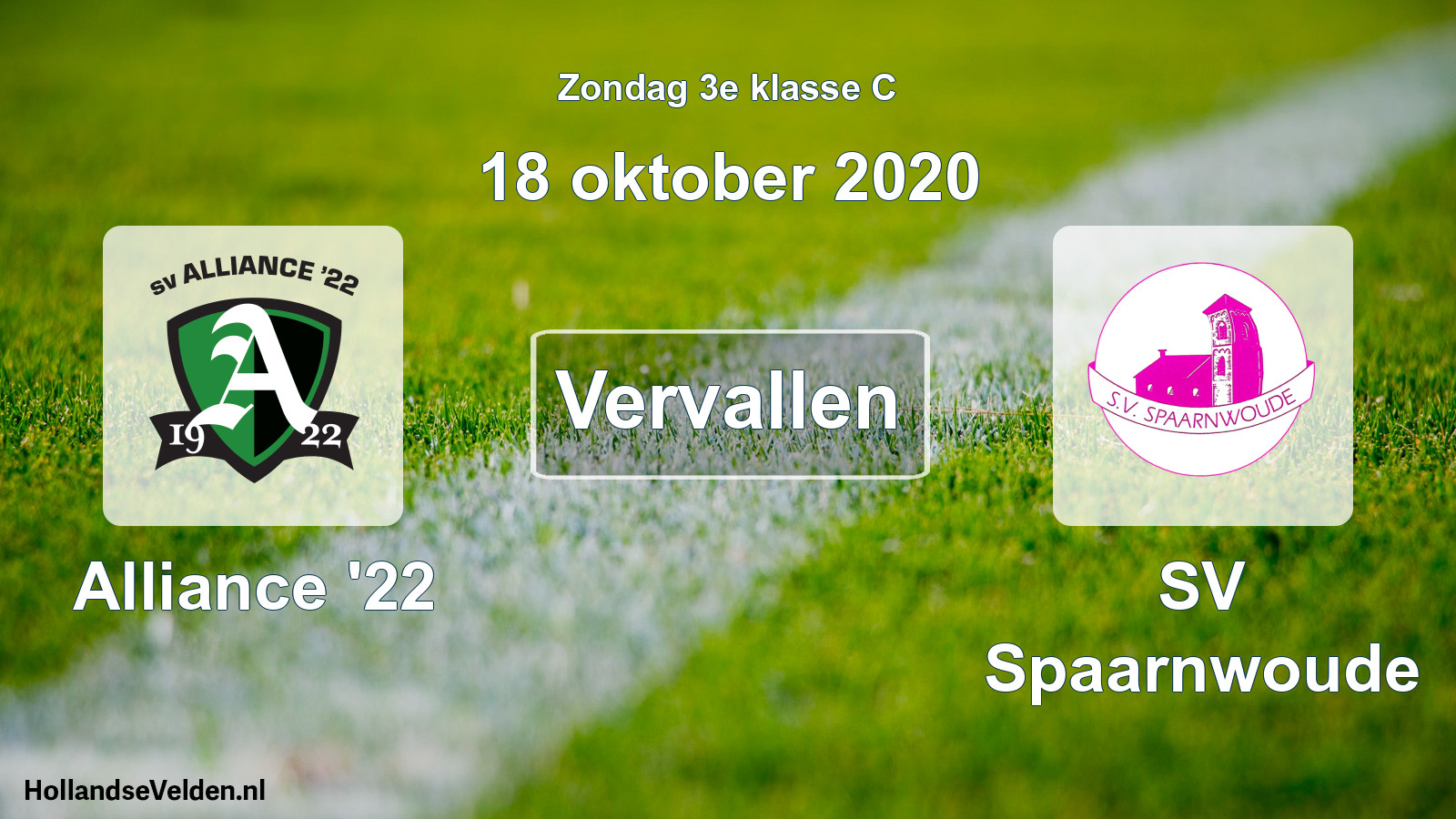 Scheduled Match: Alliance '22 - SV Spaarnwoude (18 October 2020)
