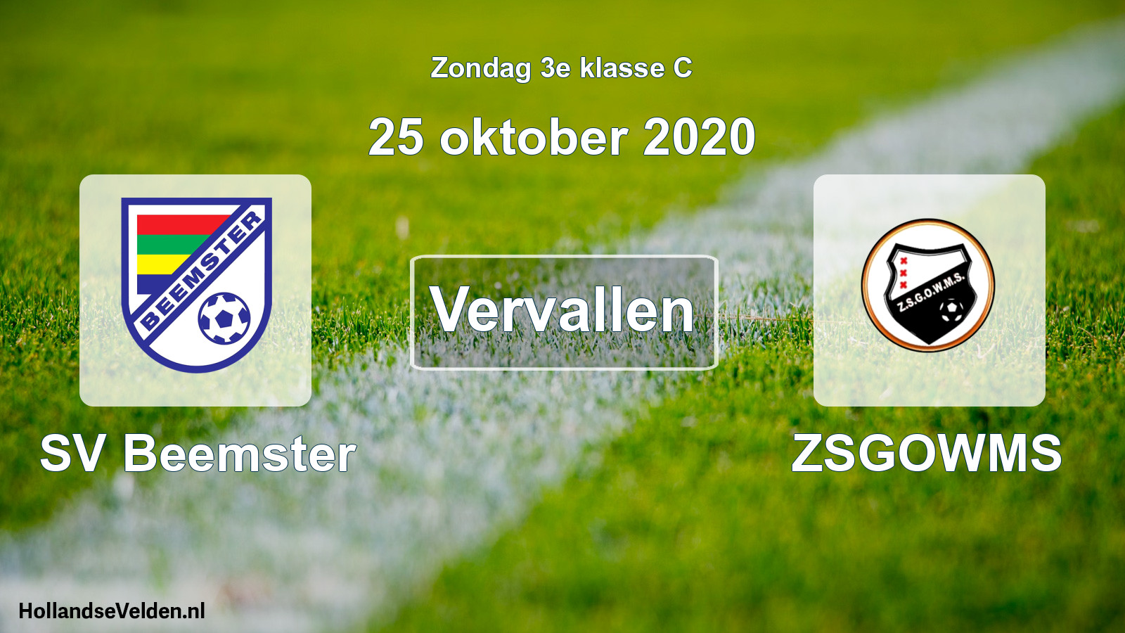 Scheduled Match: SV Beemster - ZSGOWMS (25 October 2020)