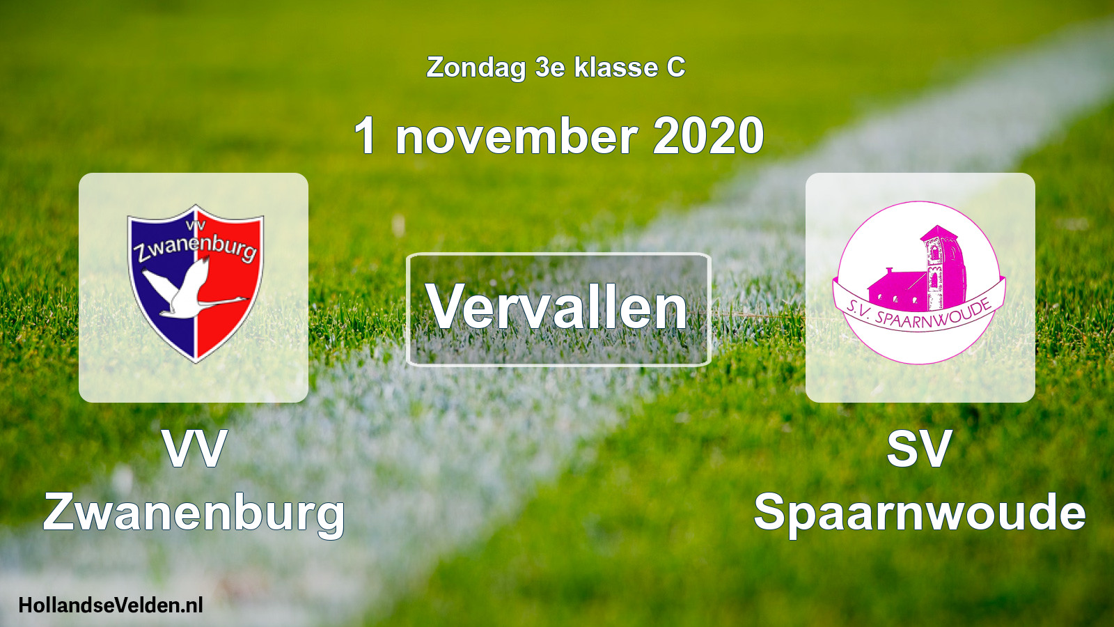 Scheduled Match: VV Zwanenburg - SV Spaarnwoude (1 November 2020)