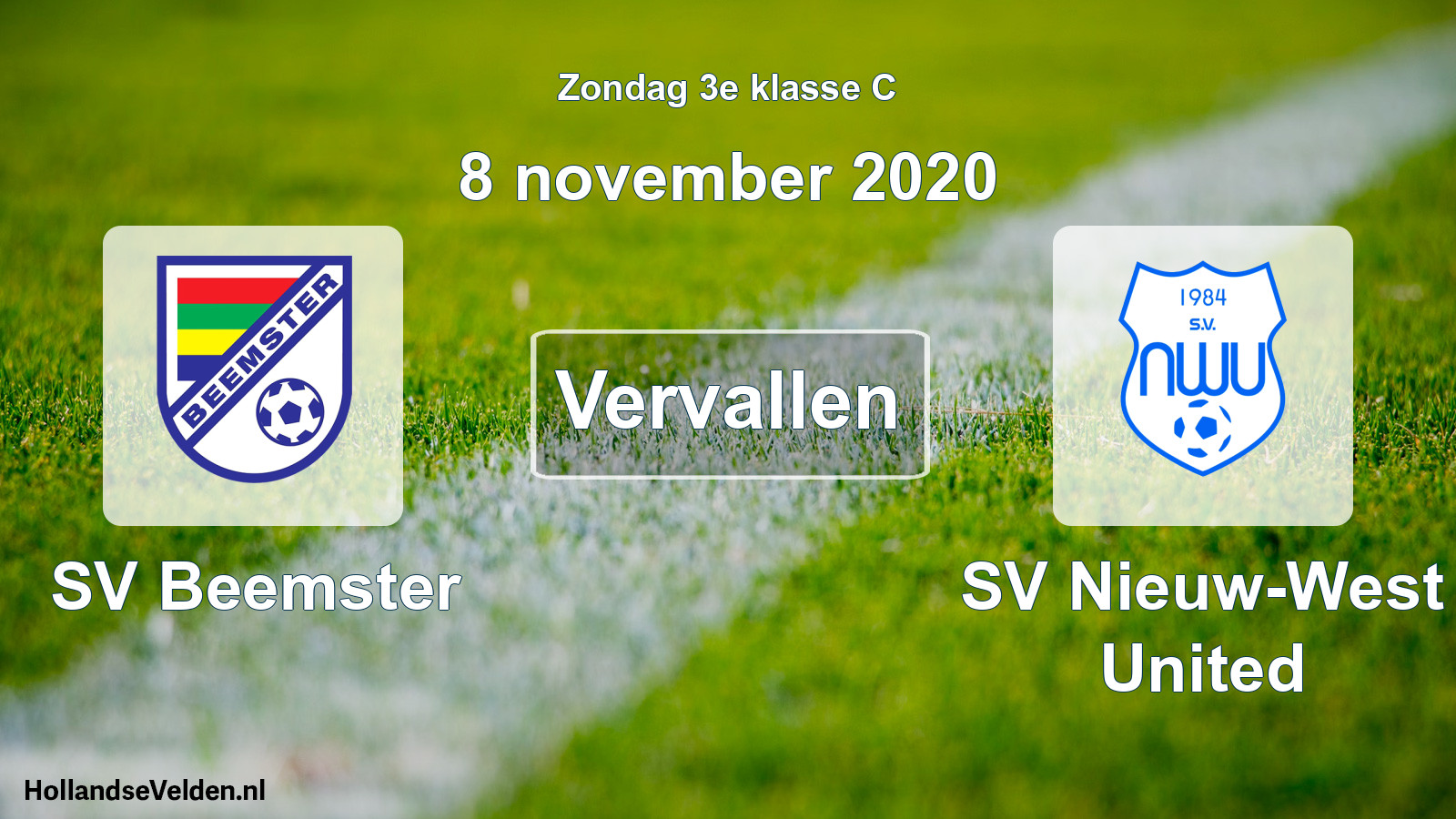 Scheduled Match: SV Beemster - SV Nieuw-West United (8 November 2020)