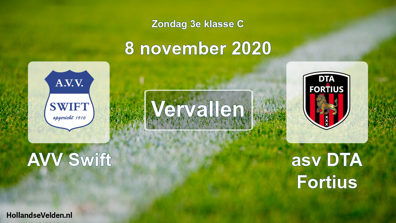 Scheduled Match: AVV Swift - asv DTA Fortius (8 November 2020)