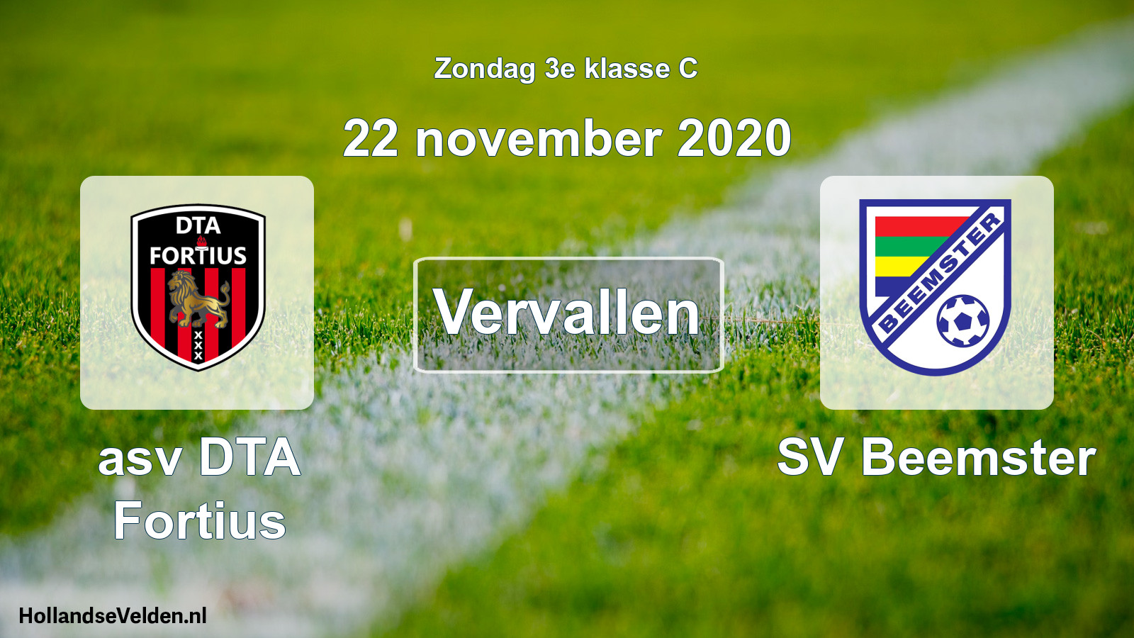 Scheduled Match: asv DTA Fortius - SV Beemster (22 November 2020)