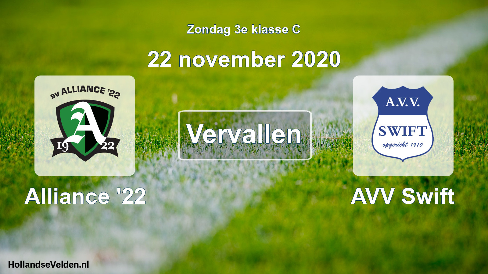 Scheduled Match: Alliance '22 - AVV Swift (22 November 2020)