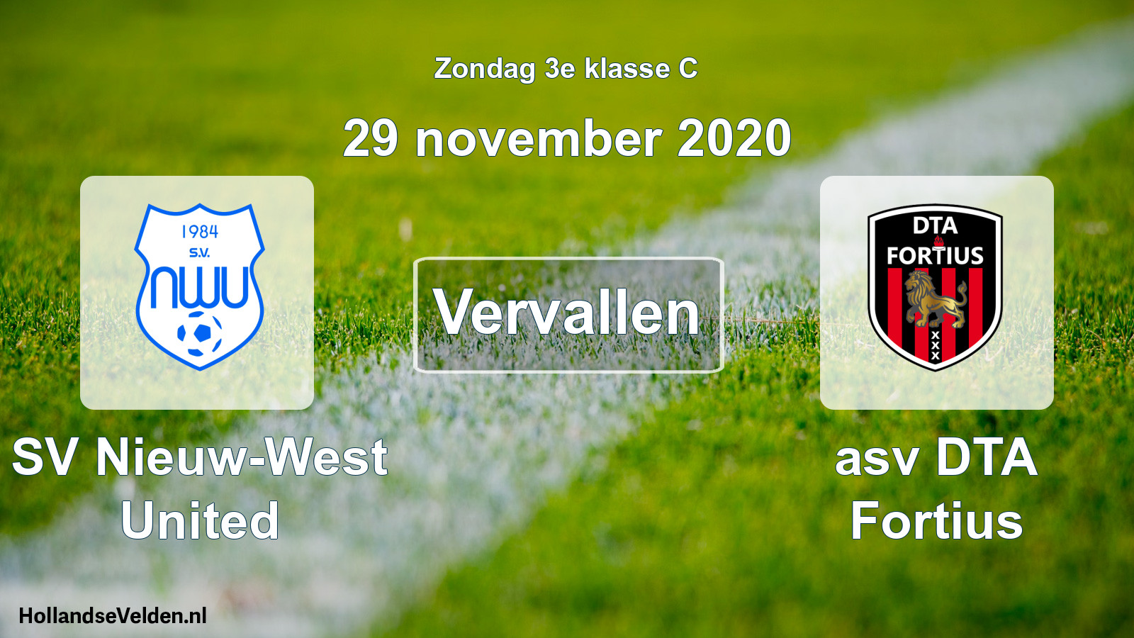 Scheduled Match: SV Nieuw-West United - asv DTA Fortius (29 November 2020)