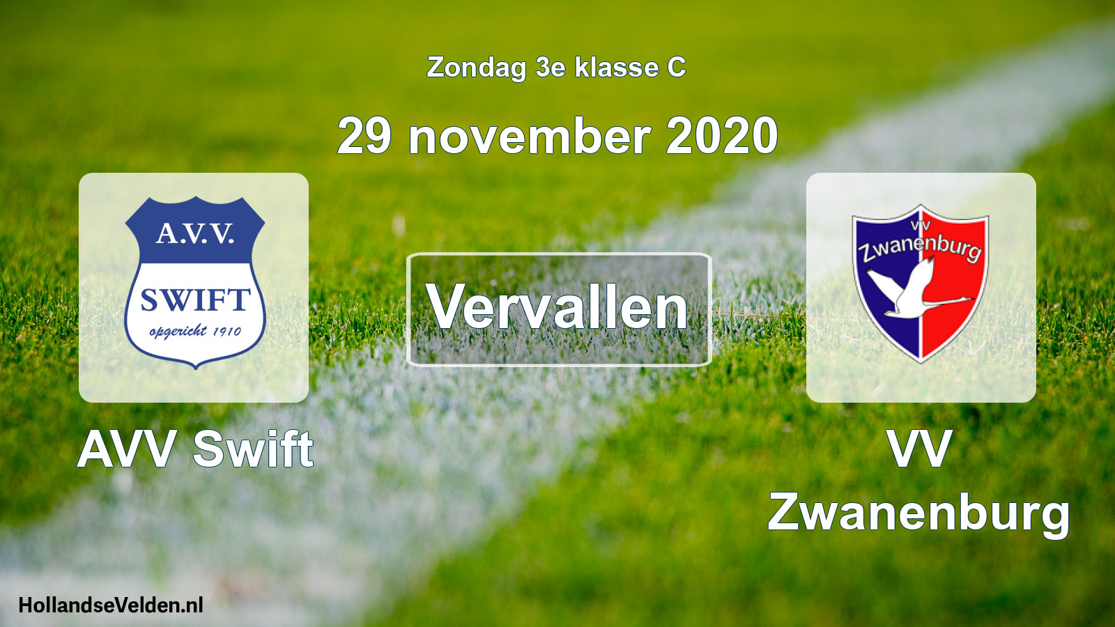 Scheduled Match: AVV Swift - VV Zwanenburg (29 November 2020)