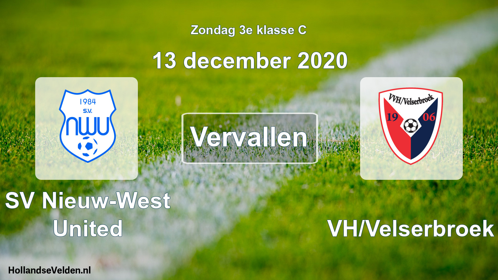 Scheduled Match: SV Nieuw-West United - VVH/Velserbroek (13 December 2020)