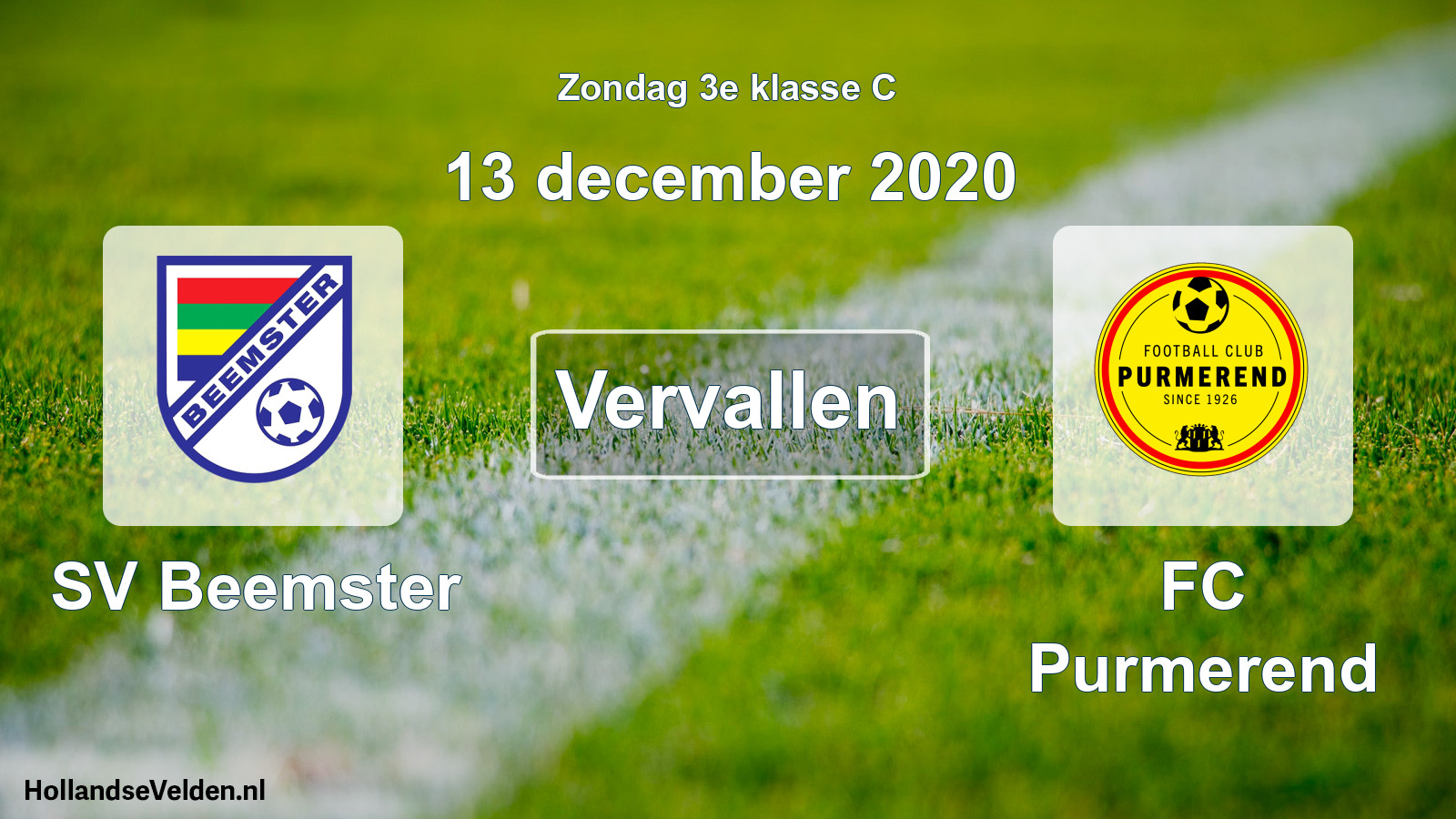 Scheduled Match: SV Beemster - FC Purmerend (13 December 2020)