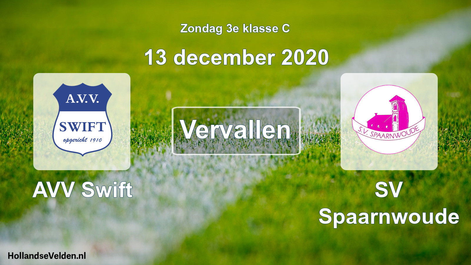 Scheduled Match: AVV Swift - SV Spaarnwoude (13 December 2020)