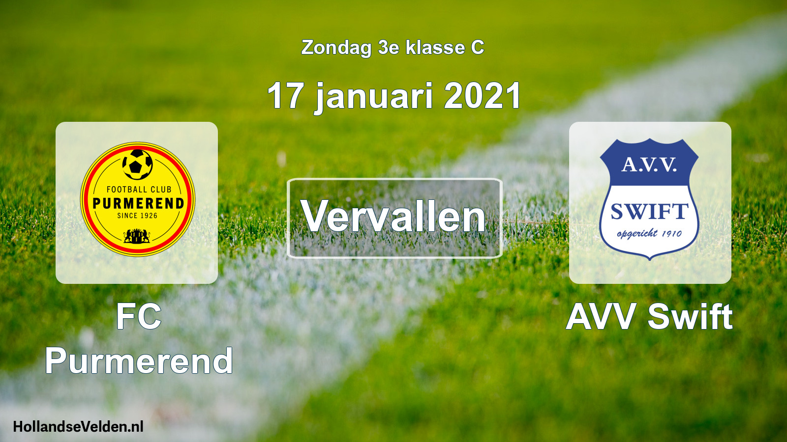 Scheduled Match: FC Purmerend - AVV Swift (17 January 2021)