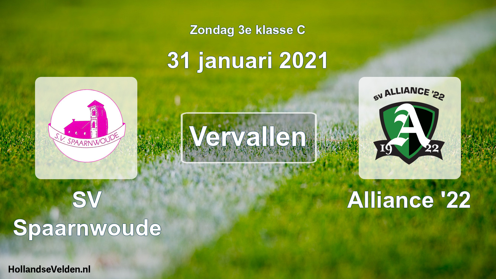 Scheduled Match: SV Spaarnwoude - Alliance '22 (31 January 2021)
