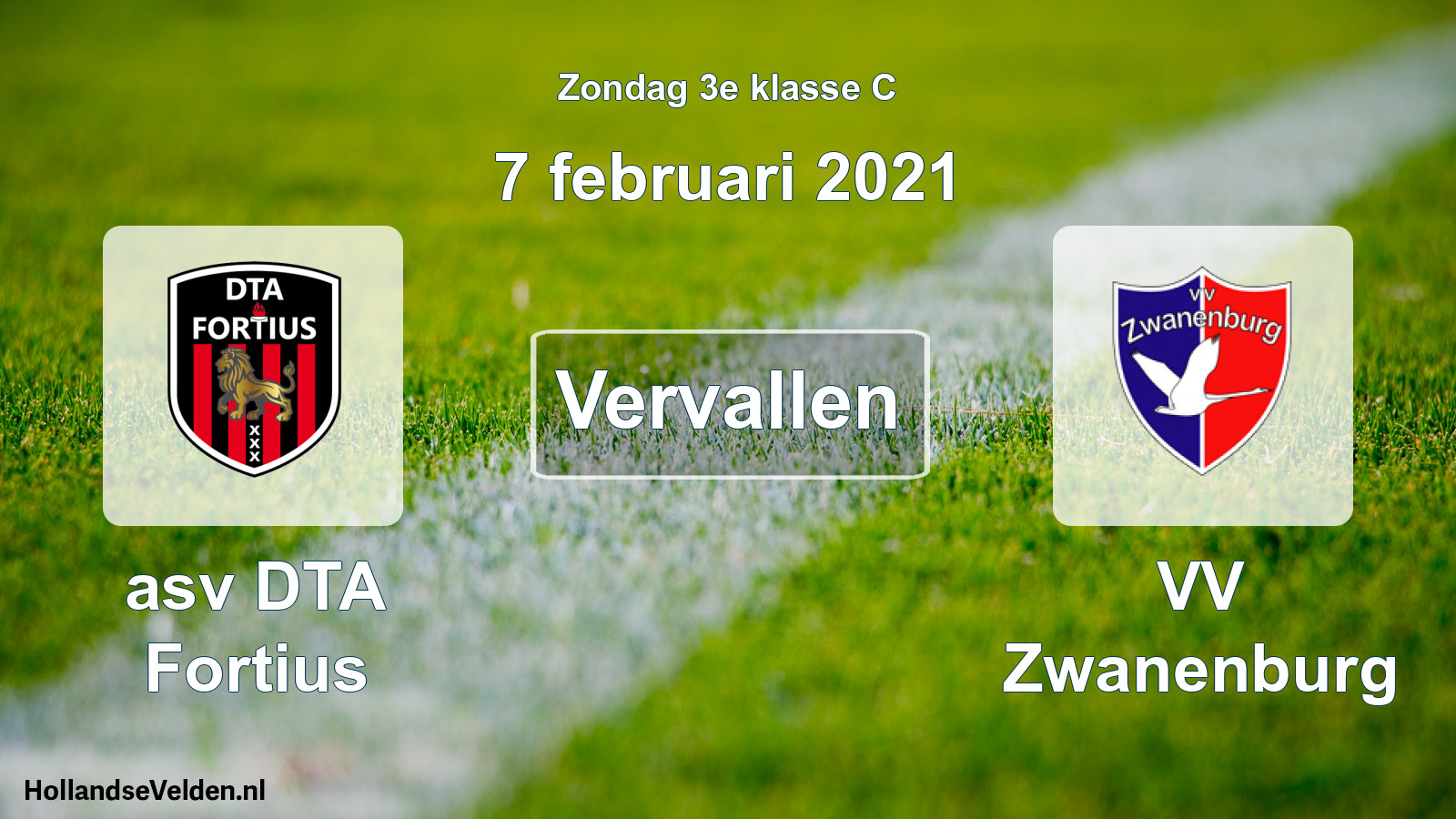 Scheduled Match: asv DTA Fortius - VV Zwanenburg (7 February 2021)