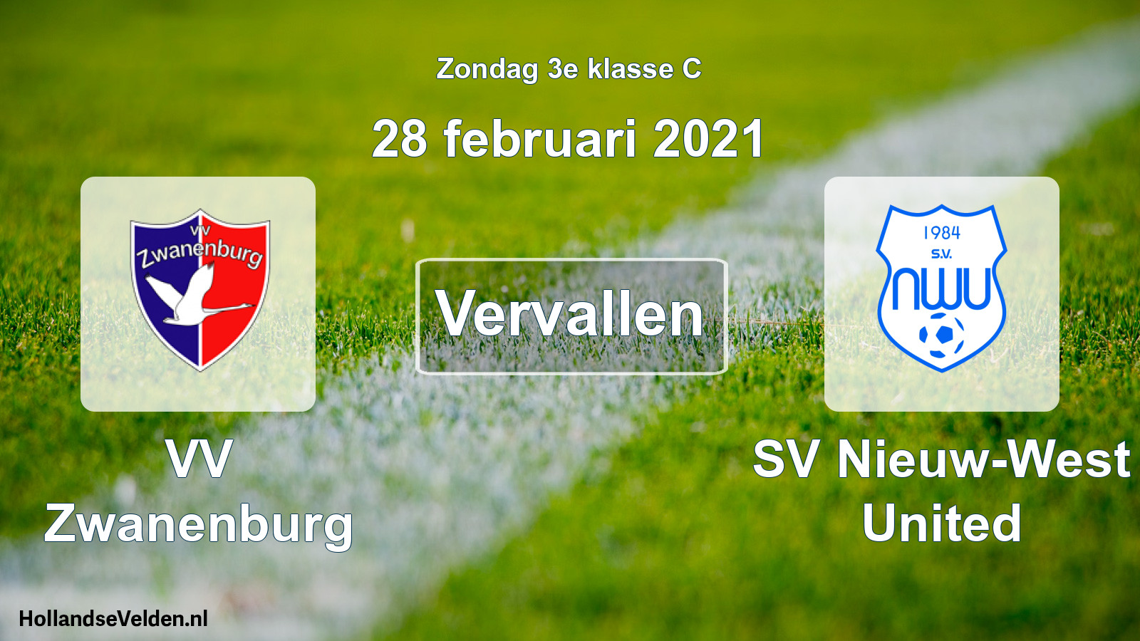 Scheduled Match: VV Zwanenburg - SV Nieuw-West United (28 February 2021)
