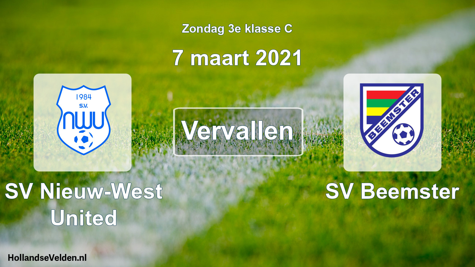 Scheduled Match: SV Nieuw-West United - SV Beemster (7 March 2021)