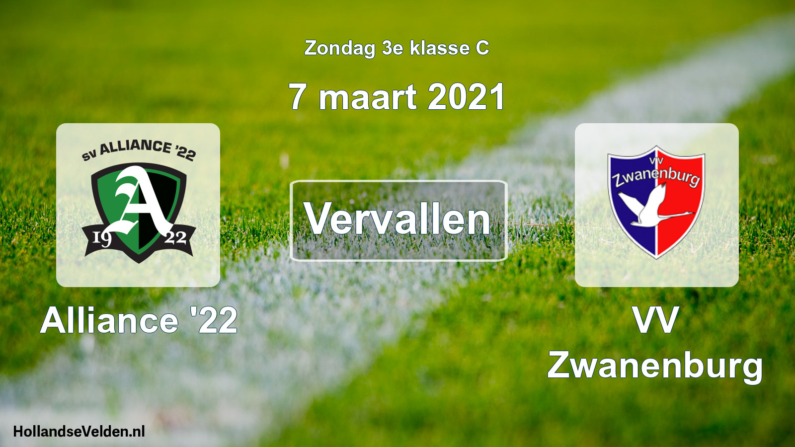 Scheduled Match: Alliance '22 - VV Zwanenburg (7 March 2021)