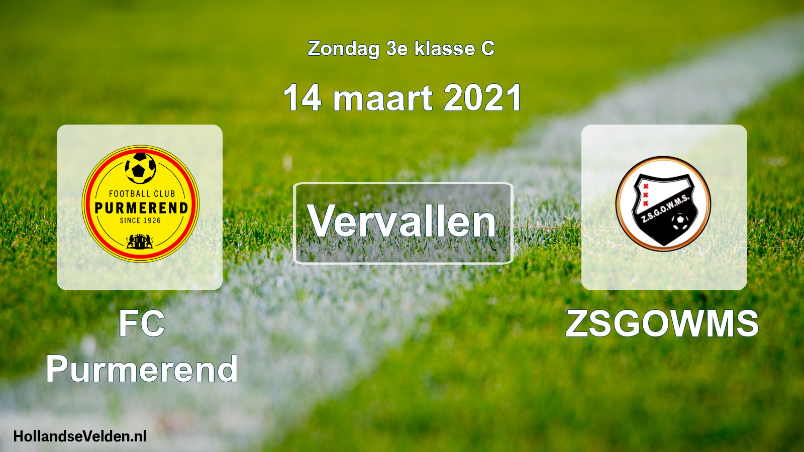 Scheduled Match: FC Purmerend - ZSGOWMS (14 March 2021)