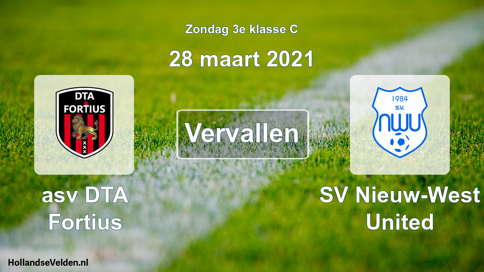 Scheduled Match: asv DTA Fortius - SV Nieuw-West United (28 March 2021)