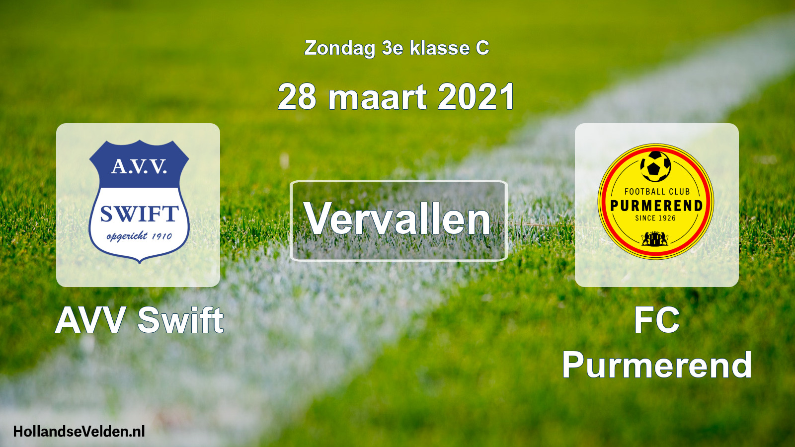 Scheduled Match: AVV Swift - FC Purmerend (28 March 2021)