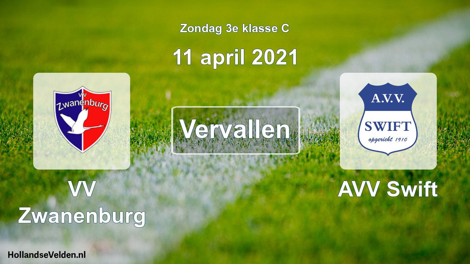 Scheduled Match: VV Zwanenburg - AVV Swift (11 April 2021)