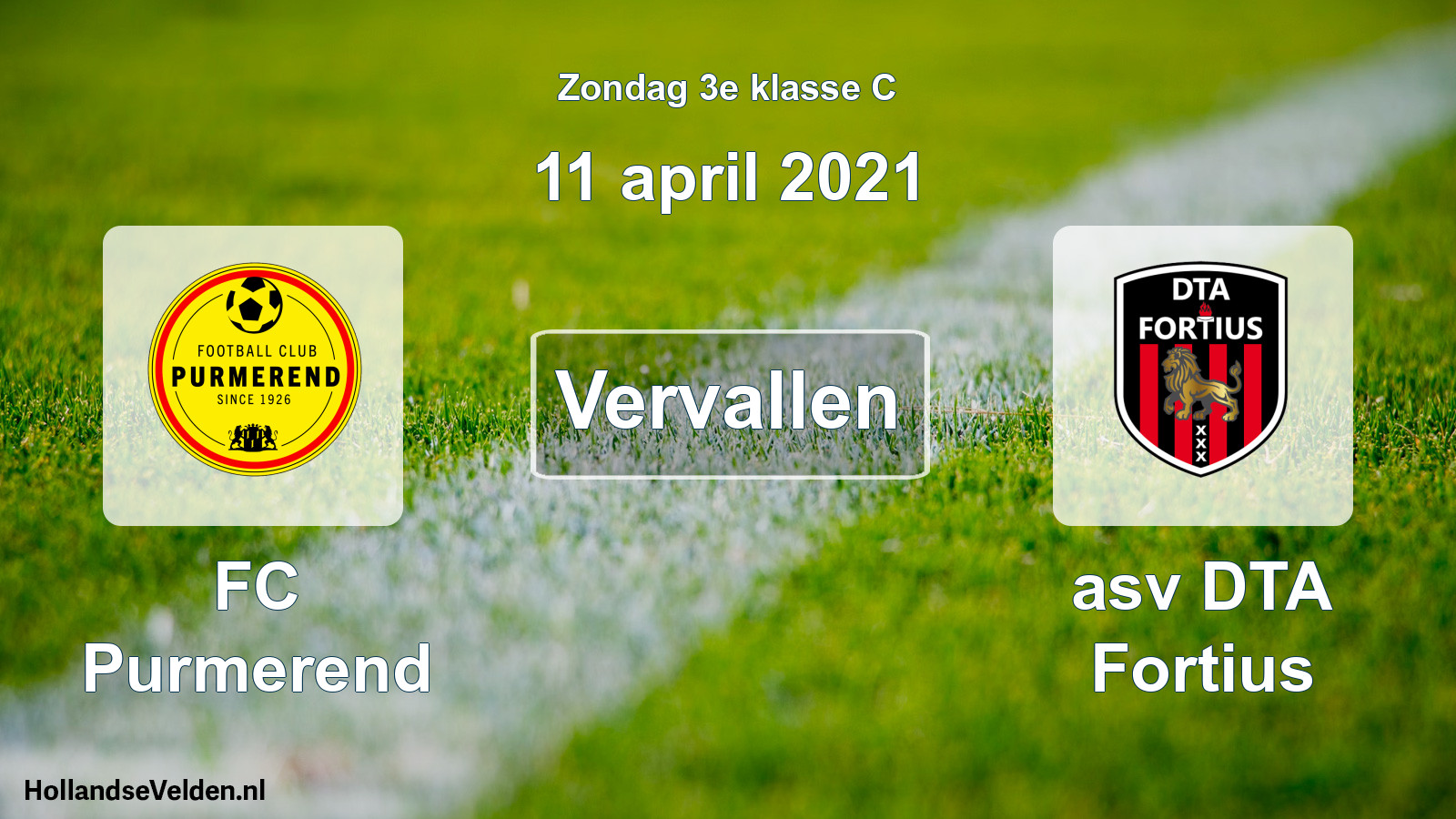 Scheduled Match: FC Purmerend - asv DTA Fortius (11 April 2021)