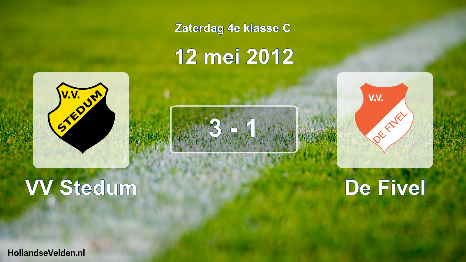 Total number of matches played: VV Stedum - De Fivel 3 - 1 (12 May 2012)