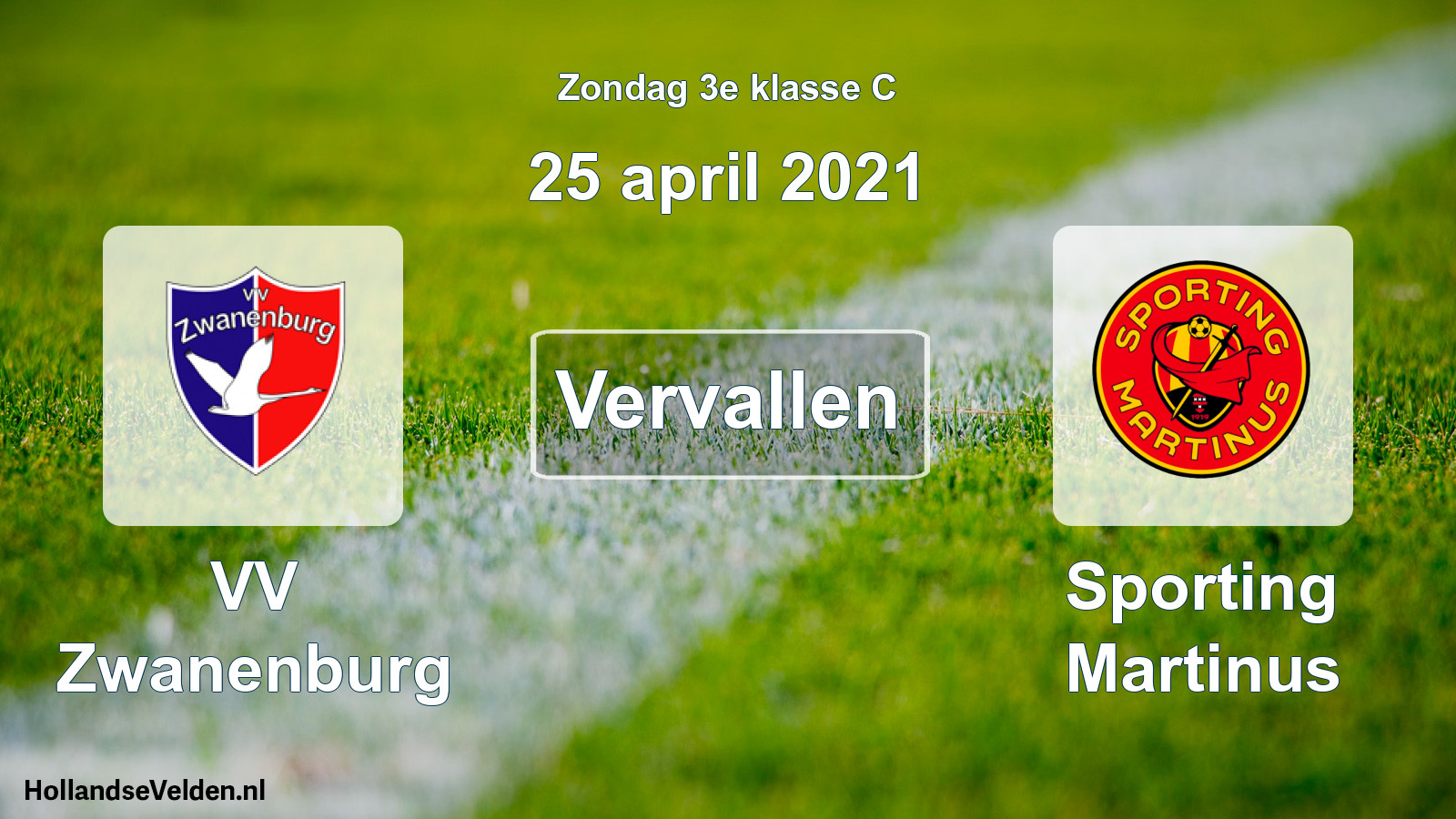 Scheduled Match: VV Zwanenburg - Sporting Martinus (25 April 2021)