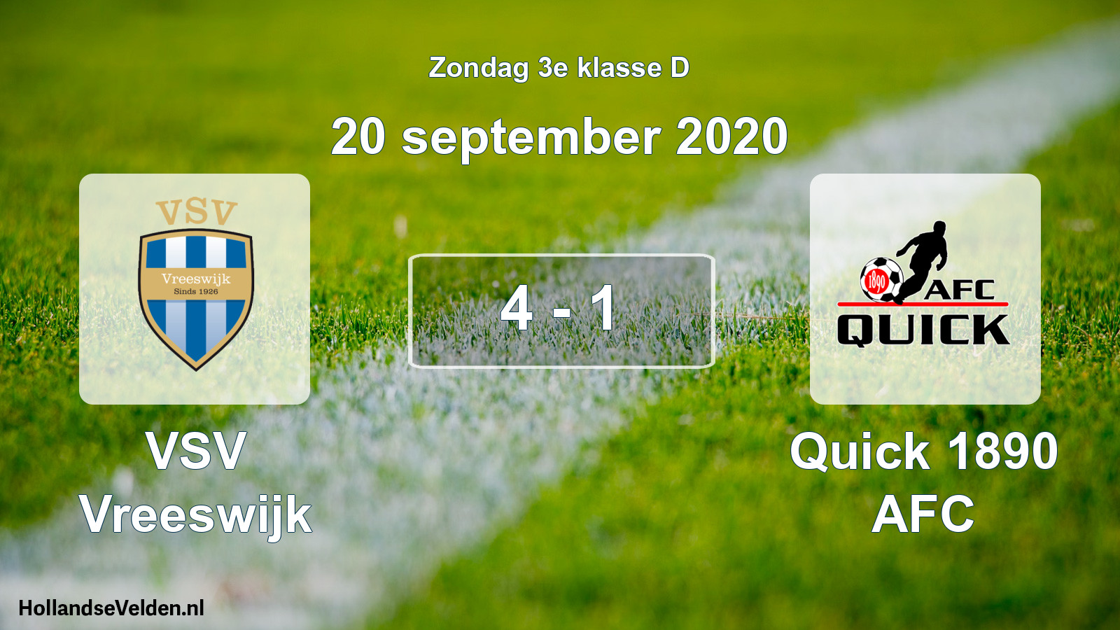 Total number of matches played: VSV Vreeswijk - Quick 1890 AFC 4 - 1 (20 September 2020)
