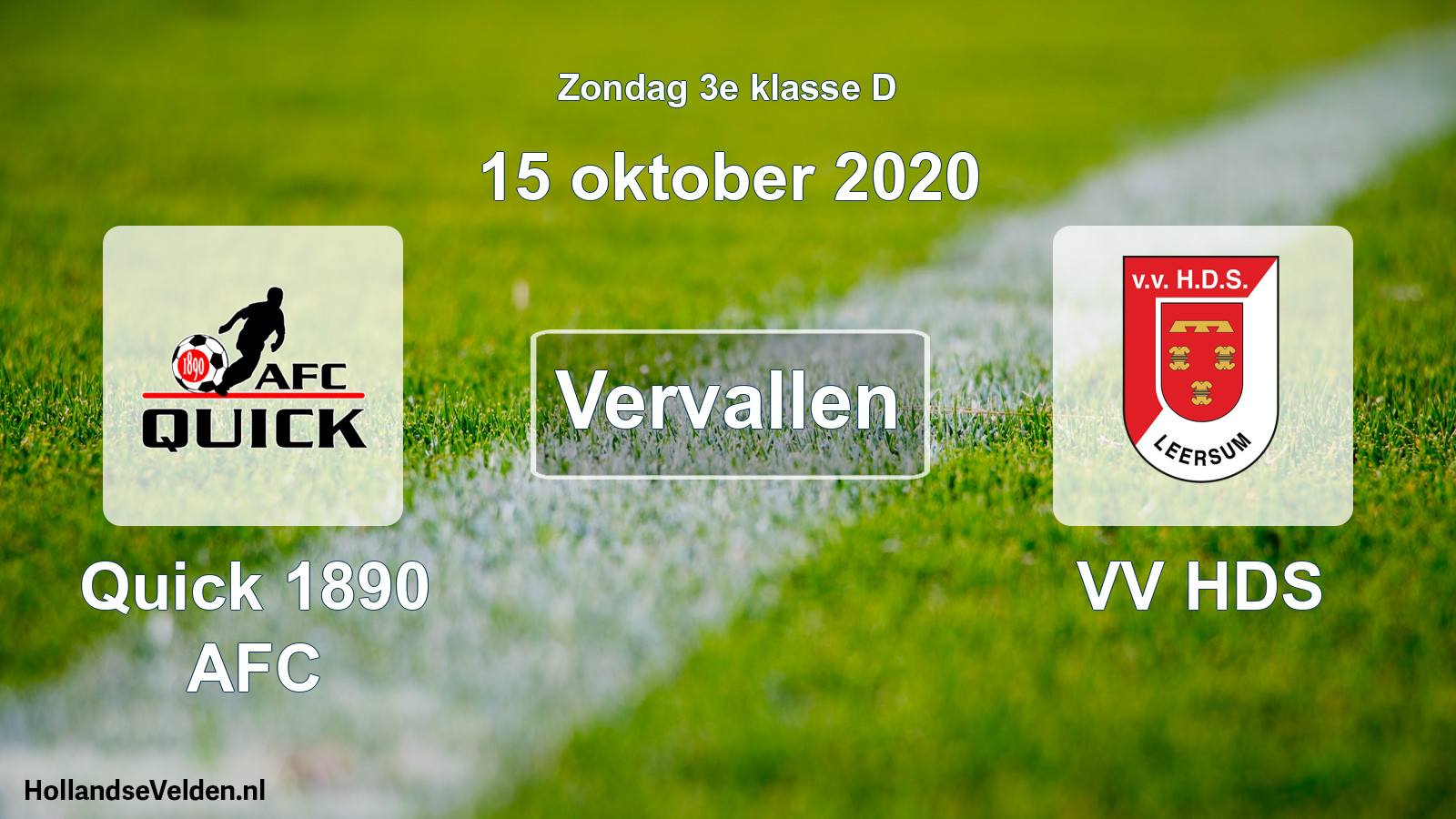 Scheduled Match: Quick 1890 AFC - VV HDS (15 October 2020)