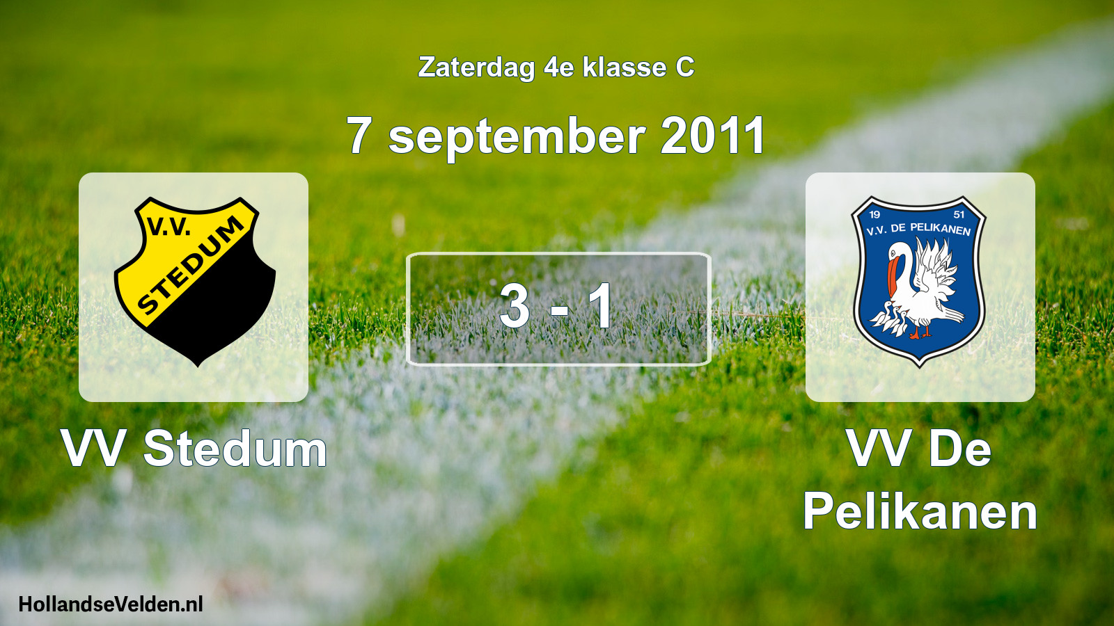 Total number of matches played: VV Stedum - VV De Pelikanen 3 - 1 (7 September 2011)