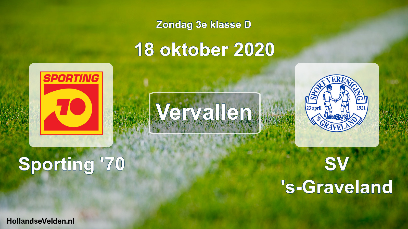 Scheduled Match: Sporting '70 - SV 's-Graveland (18 October 2020)