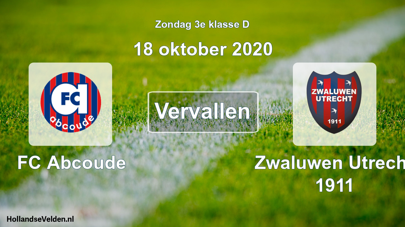 Scheduled Match: FC Abcoude - Zwaluwen Utrecht 1911 (18 October 2020)