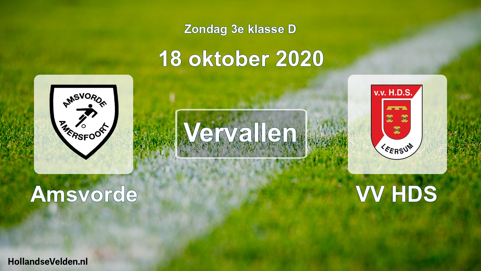 Scheduled Match: Amsvorde - VV HDS (18 October 2020)