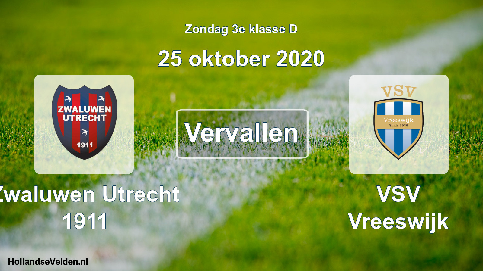 Scheduled Match: Zwaluwen Utrecht 1911 - VSV Vreeswijk (25 October 2020)