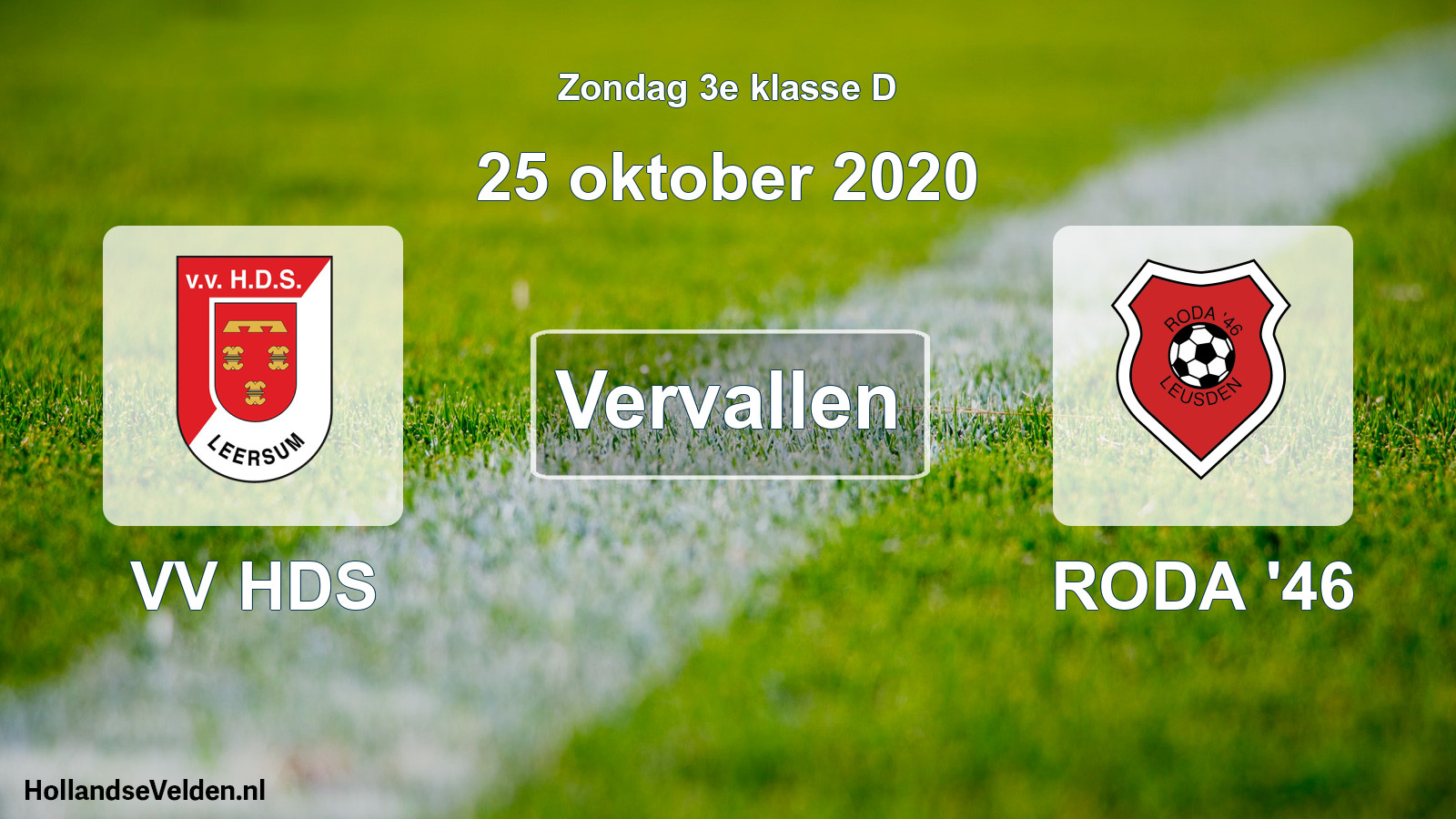 Scheduled Match: VV HDS - RODA '46 (25 October 2020)