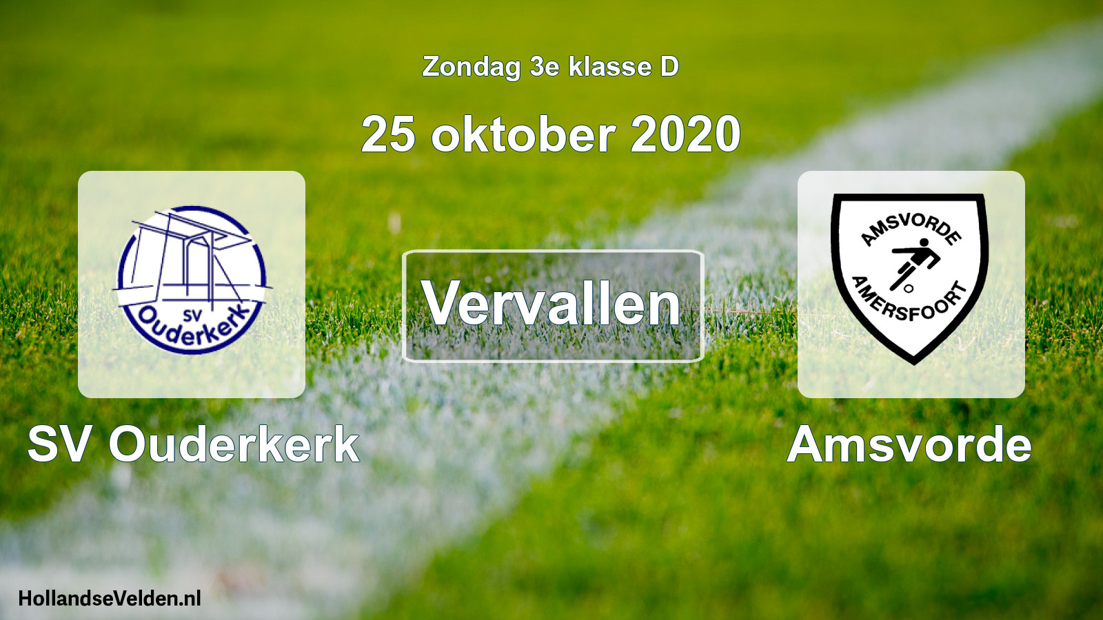 Scheduled Match: SV Ouderkerk - Amsvorde (25 October 2020)