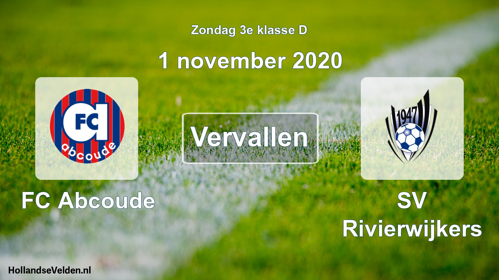 Scheduled Match: FC Abcoude - SV Rivierwijkers (1 November 2020)