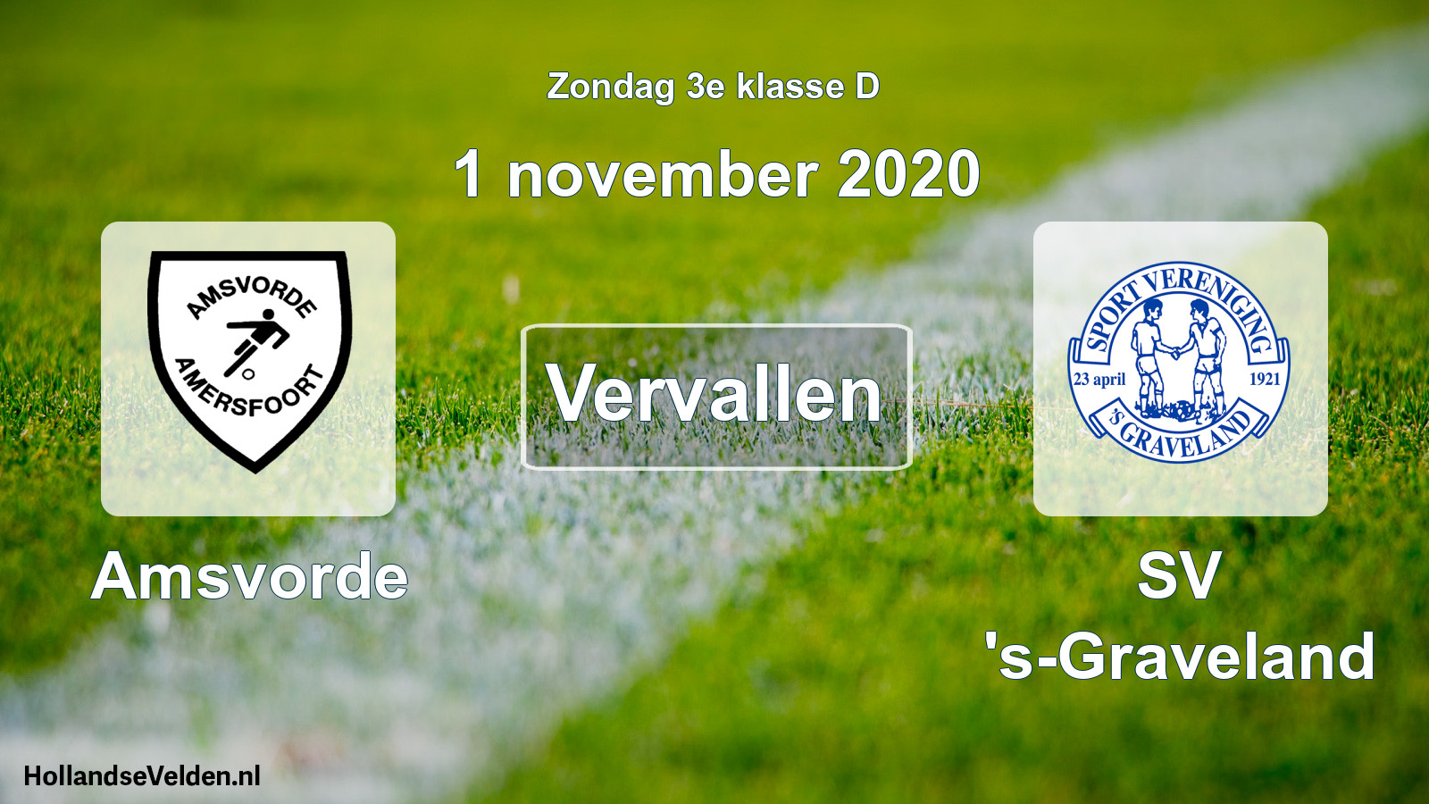 Scheduled Match: Amsvorde - SV 's-Graveland (1 November 2020)
