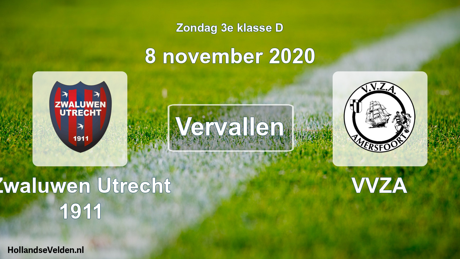 Scheduled Match: Zwaluwen Utrecht 1911 - VVZA (8 November 2020)