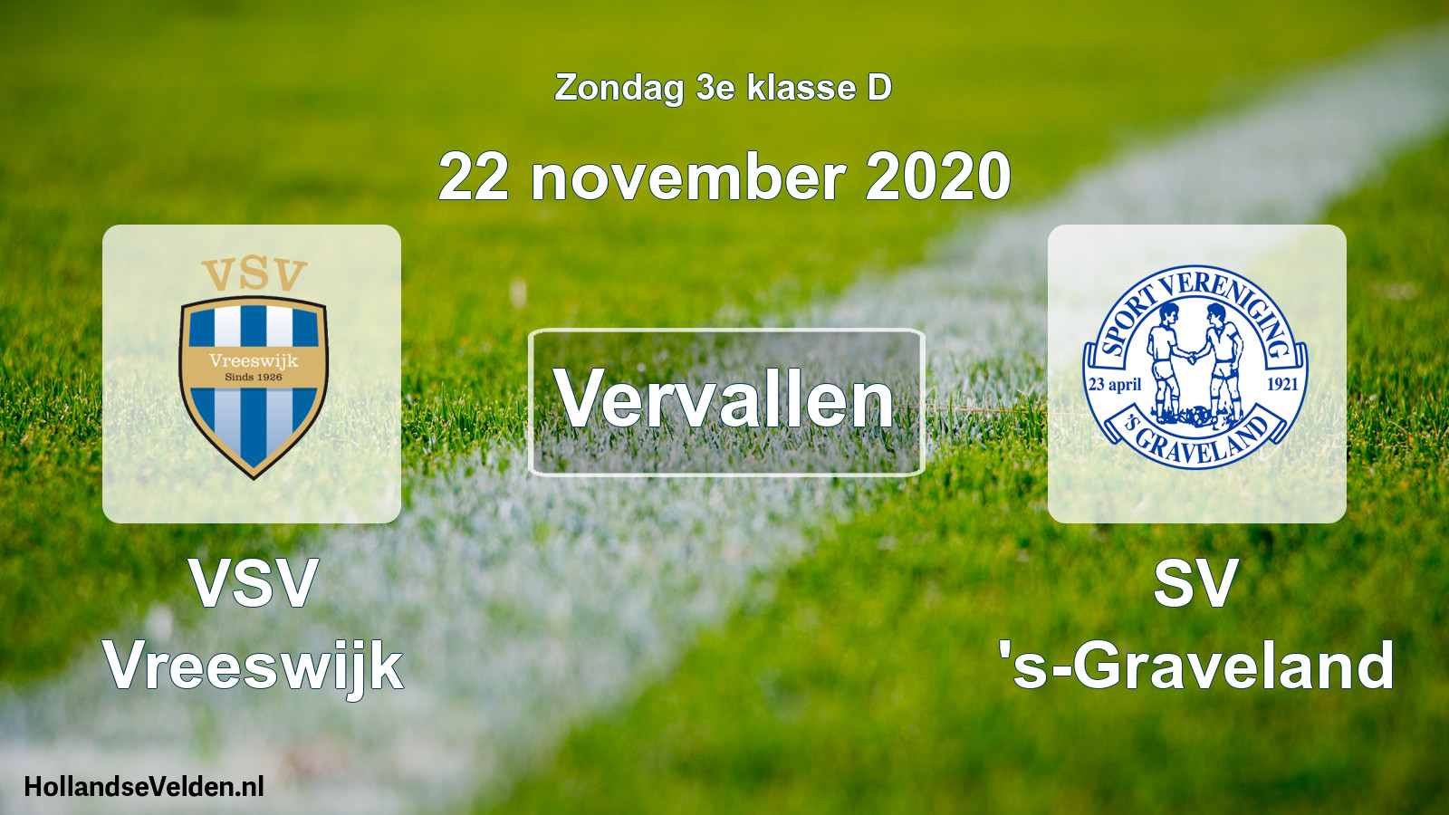 Scheduled Match: VSV Vreeswijk - SV 's-Graveland (22 November 2020)