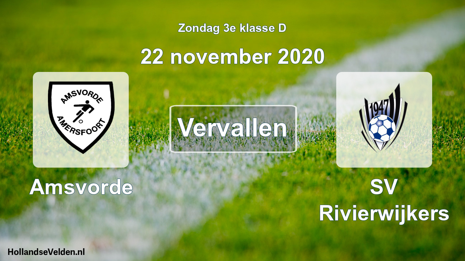 Scheduled Match: Amsvorde - SV Rivierwijkers (22 November 2020)