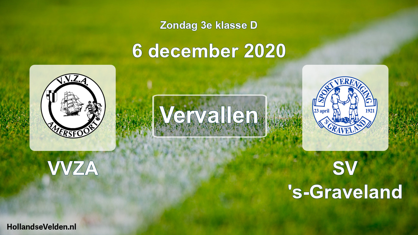 Scheduled Match: VVZA - SV 's-Graveland (6 December 2020)